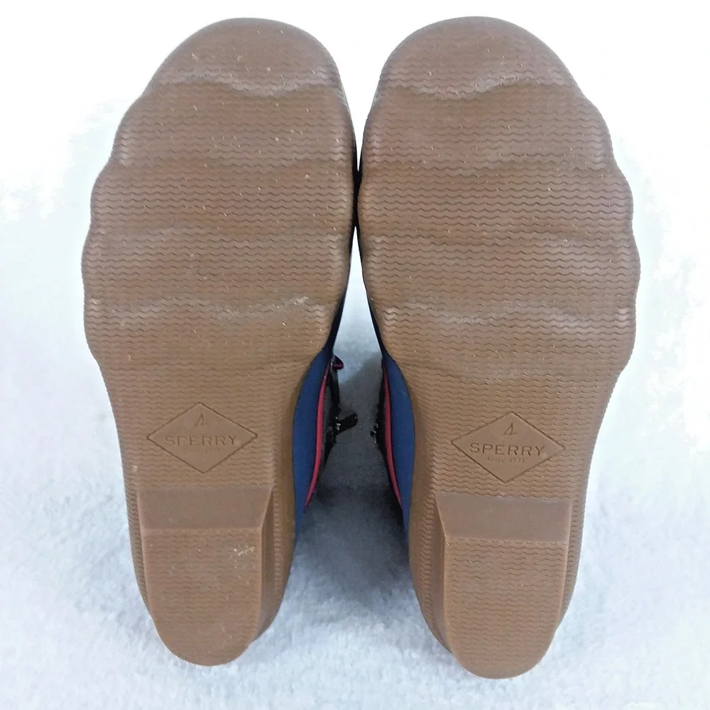 Sperry Syren Gulf Duck Rain Boots Ankle Zip Navy‎ Red Gray Women's 8 Winter Rain